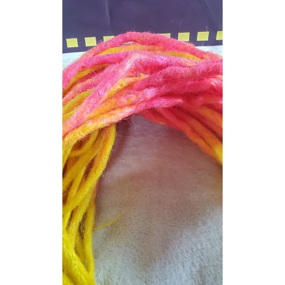 Pink Yellow Double Ended FULL HEAD Synthetic Crotchet Dreadlocks 45 Pieces